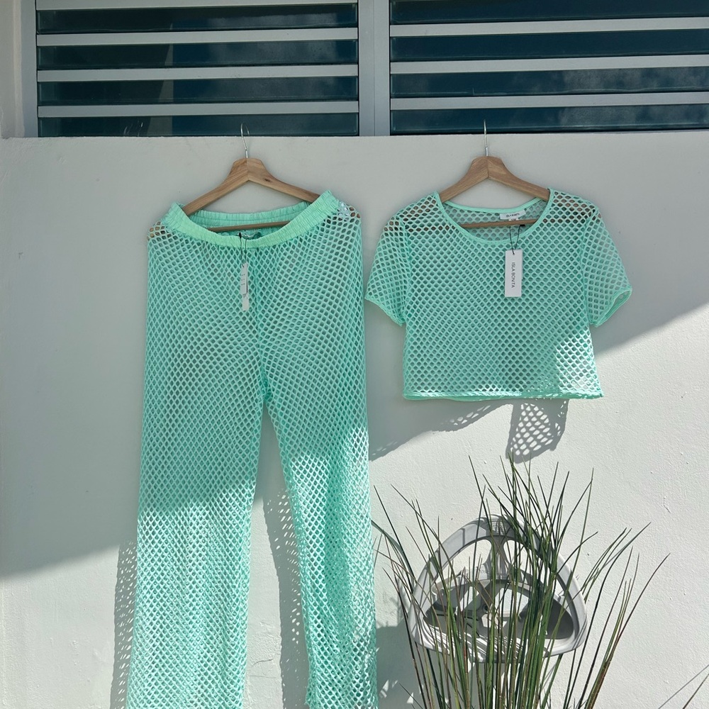 Mint Mesh Two-Piece Outfit